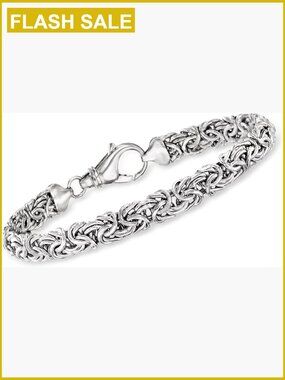 Sterling Silver Byzantine Bracelet 8 Inch Chain Lobster Clasp
